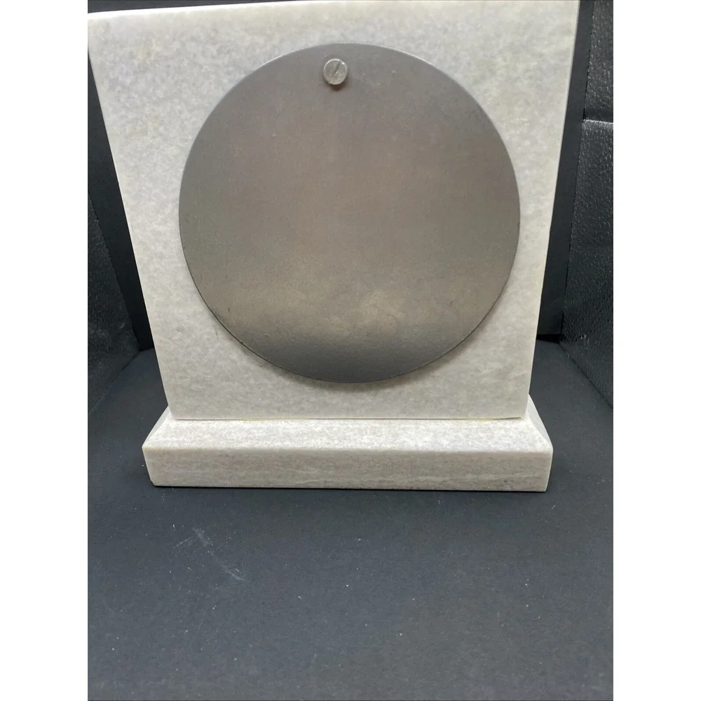 White Marble Mantle Desk Clock Alabaster Heavy Works